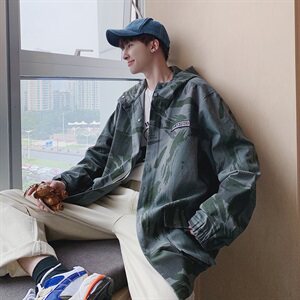 20秋季港风大码立体袋潮流迷彩工装外套风衣中长款夹克FY808-P90图片