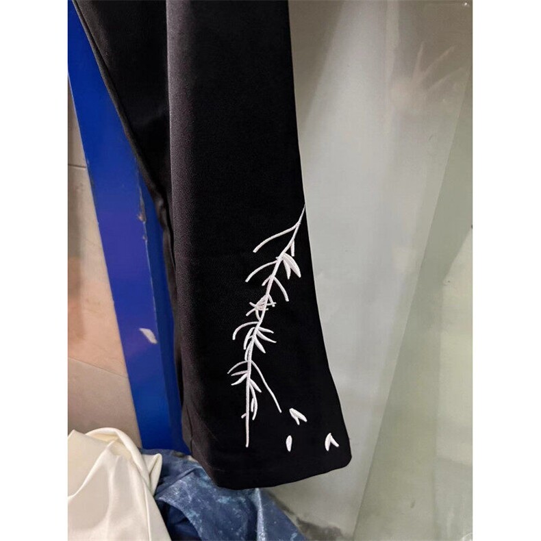 新中式竹子刺绣男士夏季长裤休闲裤子K8002P35,男装休闲裤,星座1904A-1