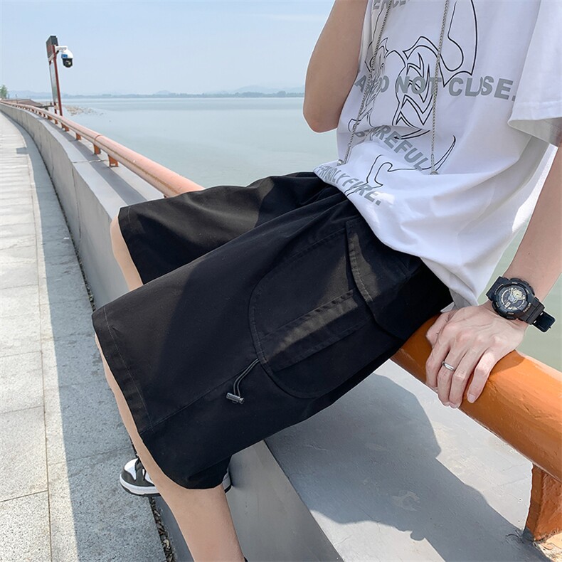 2022港风ins潮流复古百搭宽松工装五分裤休闲裤短裤男DK0513-P38,男装休闲裤,星座308B-1