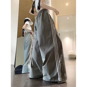 阔腿裤男女韩版潮流三条杠拼色休闲裤2025秋冬ins长裤K6684-P41图片