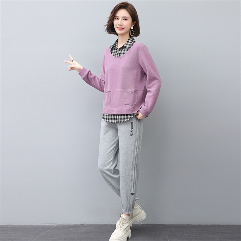 2022年秋季新款潮休闲卫衣套装女韩版宽松显瘦两件套装裤子显瘦,女装套装/套裙,忆绮罗