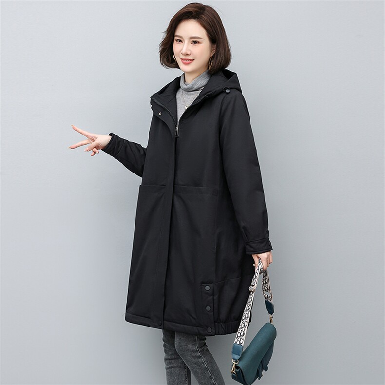 派克服棉衣中长款2022年新款加绒加厚妈妈大码宽松外套,女装派克服,忆绮罗