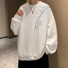5XL华夫格卫衣男大码胖子圆领长袖t恤HW76393-P30加绒款-P40，男装卫衣，电商A040