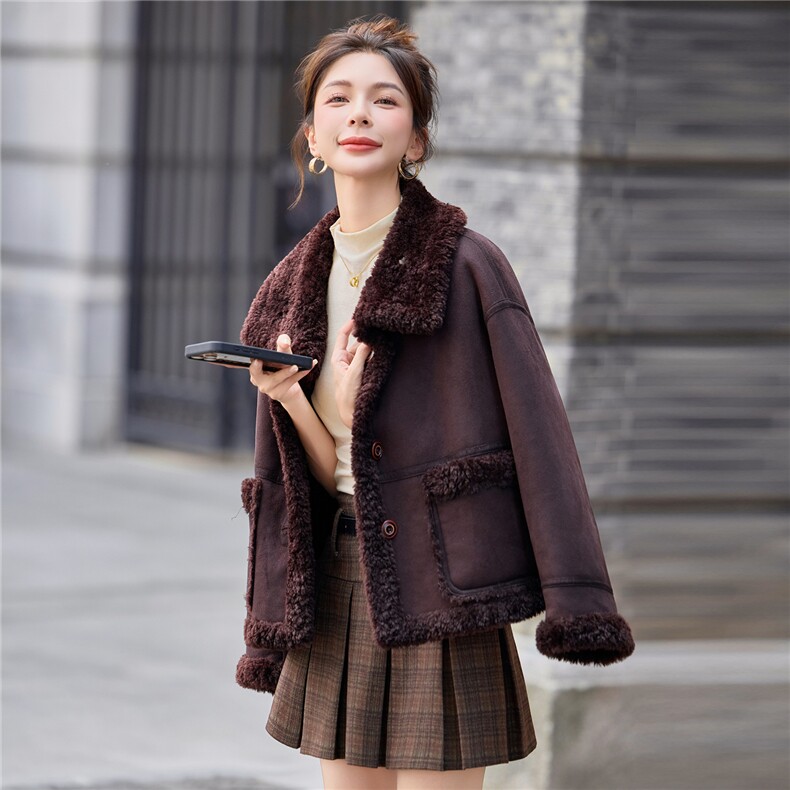 2025冬季新款~~双面穿皮毛一体,女装棉衣/棉服,意芙