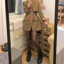 【现货】系腰带风衣西装外套，女装风衣，可可西米