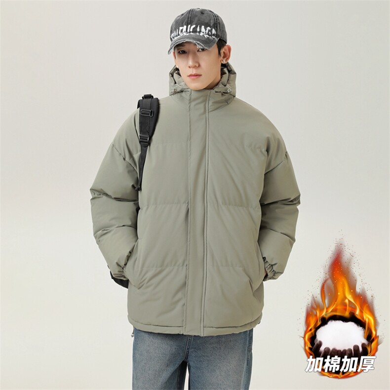防水棉衣男士秋冬季纯色简约百搭棉服情侣装连帽外套MY8555-P60特图片