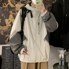 2021春季新港风海报大码男撞色拼接连帽夹克ins潮流外套J6071-P70，男装夹克，电商A001