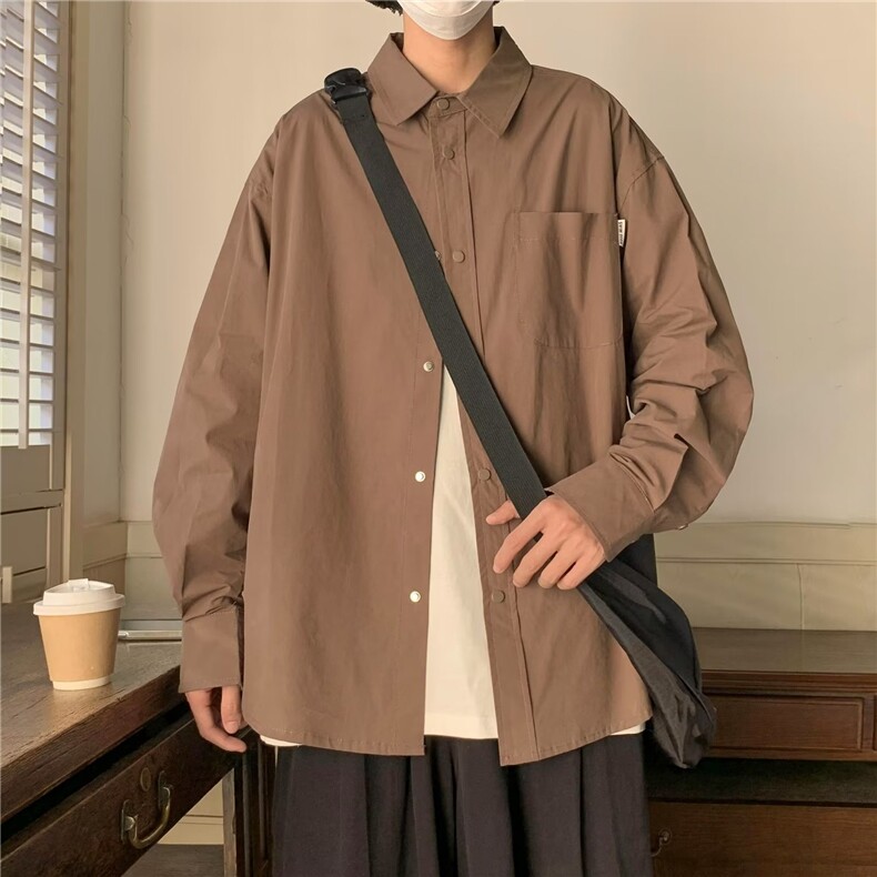 春秋季衬衫男韩版潮流港风日系帅气长袖工装衬衣外套CS006-P35图片