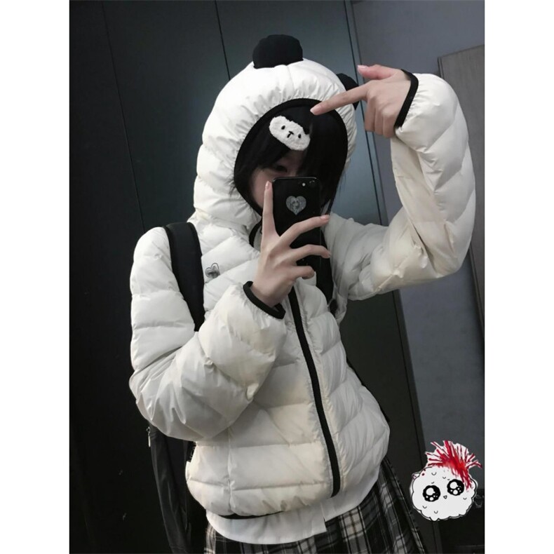 KK110-P115熊猫耳朵排骨连帽棉服2025冬季新款,男装棉衣,电商B323A