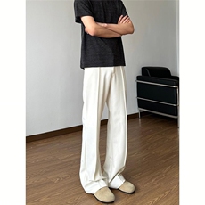 夏季美式cleanfit立褶微喇西裤男直筒垂坠感冰丝休闲裤K312-P42，男装西裤，星座1004-3