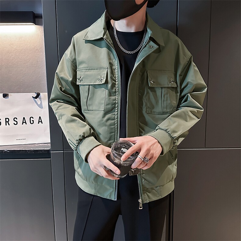 2024新款工装外套男士潮牌痞帅翻领飞行夹克休闲秋装上衣JK10-P95,男装夹克,电商D323（原B261）