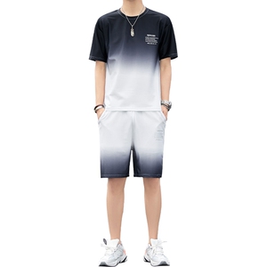 短袖套装男士夏季潮流休闲初中生宽松五分半袖T恤青少年V9908-P45图片