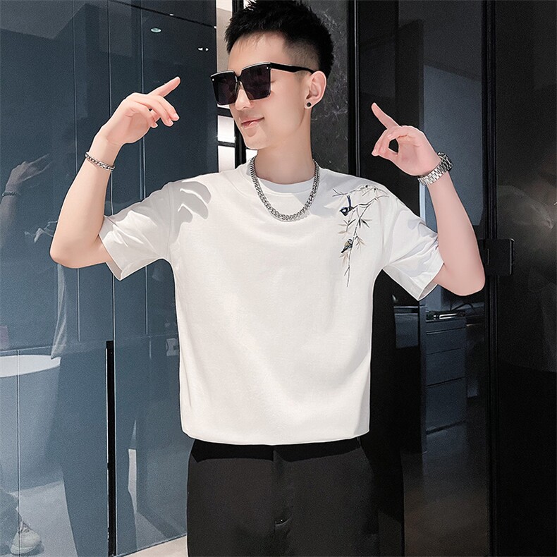 精神小伙夏季男士潮牌印花短袖T恤时尚百搭纯棉半袖圆领体恤男,男装T恤,电商C208