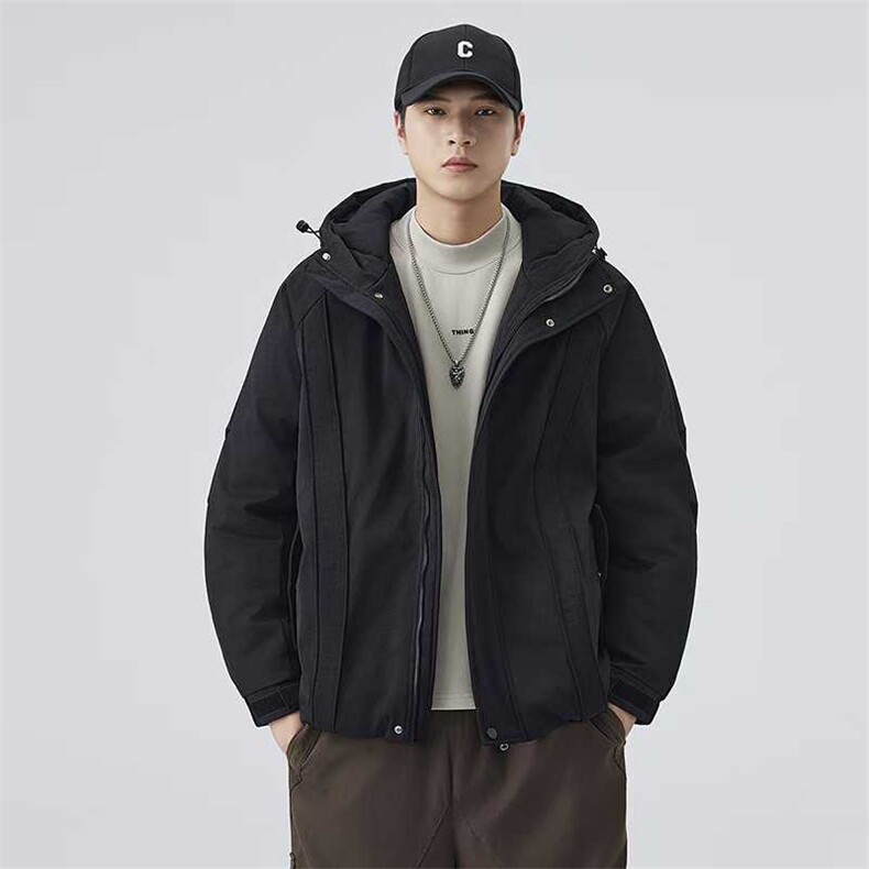 C973 2025连帽秋冬拼接结构休闲运动棉服 P160图片