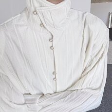 法式褶皱肌理感衬衫男高领宽松长袖提花衬衣小众寸衫C44，男装衬衫，星座1116A（原606A-3）
