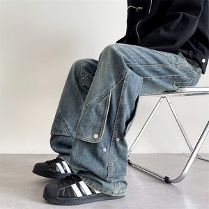 美式工装牛仔裤男款美式hiphop裤子高街显瘦微喇叭裤C8100-p50图片