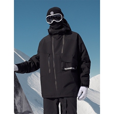 冬季防水防风加棉保暖潮滑雪衣中性连帽抽绳滑雪服外套HF57-P175，男装棉衣，电商A001