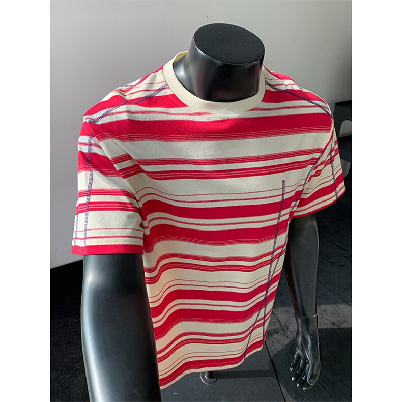 2026夏季新款条纹哈苏线圆领短袖T恤男DT6259-特P35建议零售价88，男装T恤，电商A001