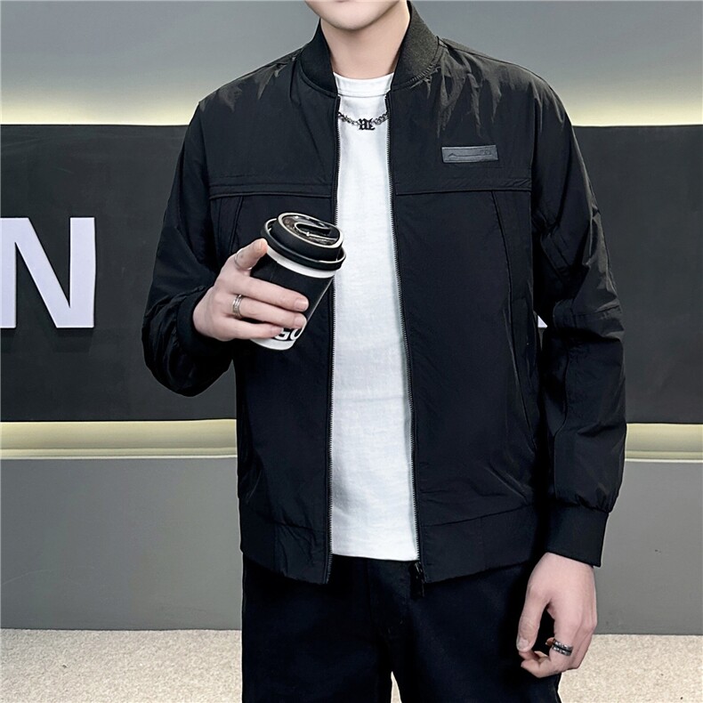 春季款棒球服夹克上衣男外套小立领黑色JK8513-P90,男装夹克,星座1012-1