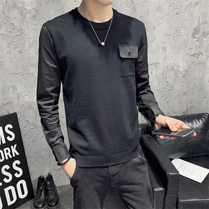 （店主风）绿秋冬针织衫毛衣男士圆领假两件打底衫C301B-MY10图片