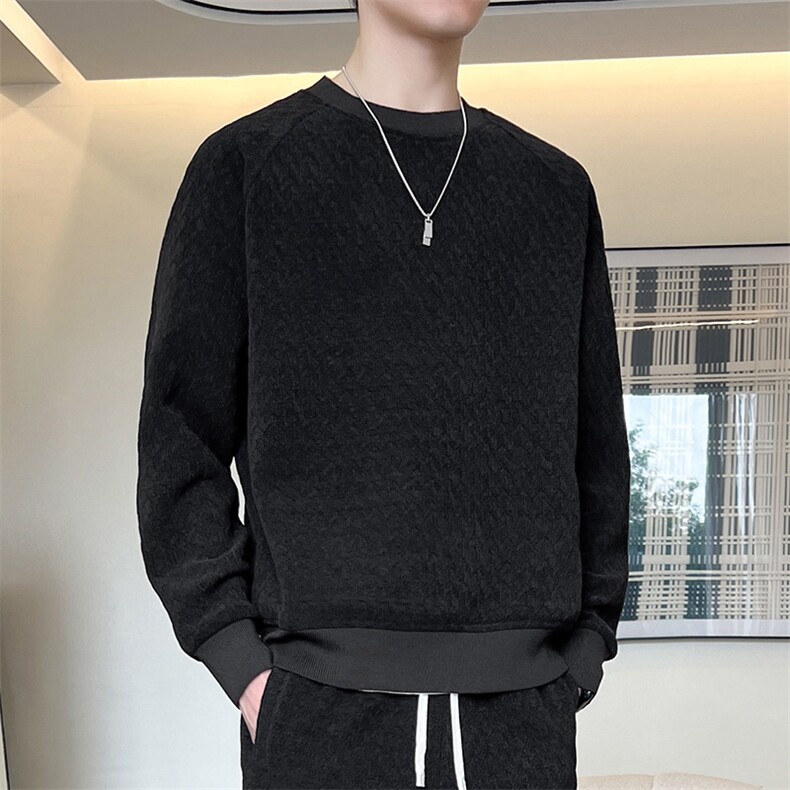 春季新款大码男士圆领套头提花卫衣6520-P42大码元,男装卫衣,星座209
