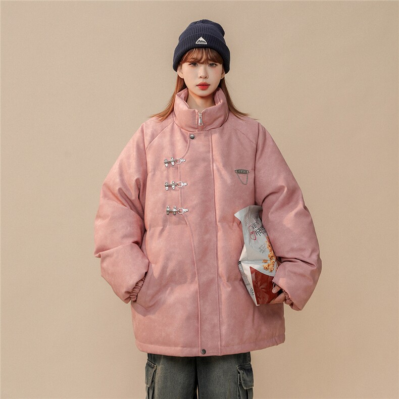 1立领PU皮复古做旧面料金属飞机扣大码M-5XL棉衣MY77726P148控198，男装棉衣，星座226-2