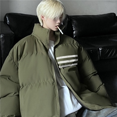 抖音品质冬季情侣百搭棉服潮流条纹印花外套MY23407特批70控118，男装棉衣，星座605(原A050)
