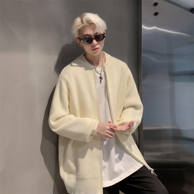 ！棒球领双拉链开衫针织毛衣男CP16-特p55,男装针织衫/毛衣,电商B371