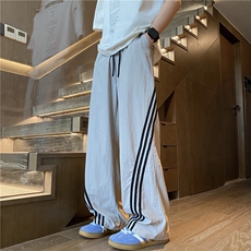 2025夏秋新款美式运动斜杠条纹宽松冰丝裤B315-K24240-特p30控58，男装休闲裤，电商B315