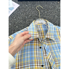 特批23!YK86045-TP2330%棉70%聚酯纤维春季长袖格子衬衫，男装衬衫，电商A086-1