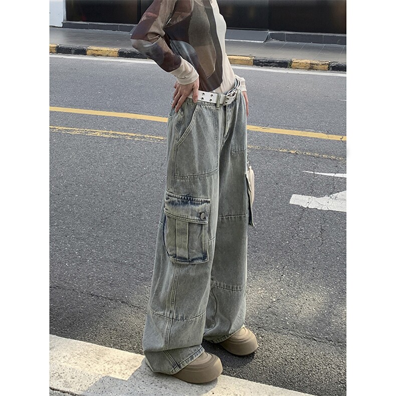 新款潮牌运动裤ins风设计感高街牛仔裤休闲宽松裤子K590TP60控89,男装牛仔裤,电商A102B