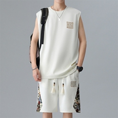 男士短裤两件套夏季薄款背心休闲运动套装男刺绣A266-TZ1158-P46，男装牛仔裤，电商A266