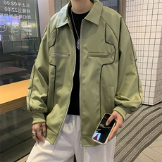 文艺夹克拉链潮流标准外穿男春秋潮长袖新款日系皮衣W5010-P58，男装皮衣，星座412
