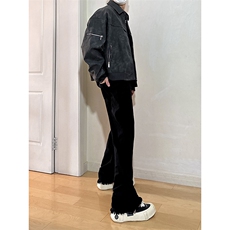 B221美式ins高街暗黑小众修身毛边微喇牛仔裤LK23004-P55控78，男装牛仔裤，电商B221