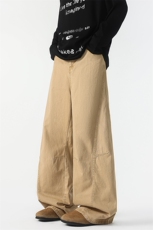 8XL-M工装裤男秋季日系男直筒宽松阔腿休闲弯刀裤子男K9177P65，男装工装外套，电商D206-1