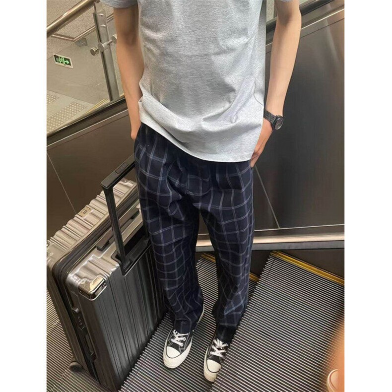 网图！美式复古格子裤基础款弯刀百搭休闲裤-EX50885-特批30,男装休闲裤,电商A061