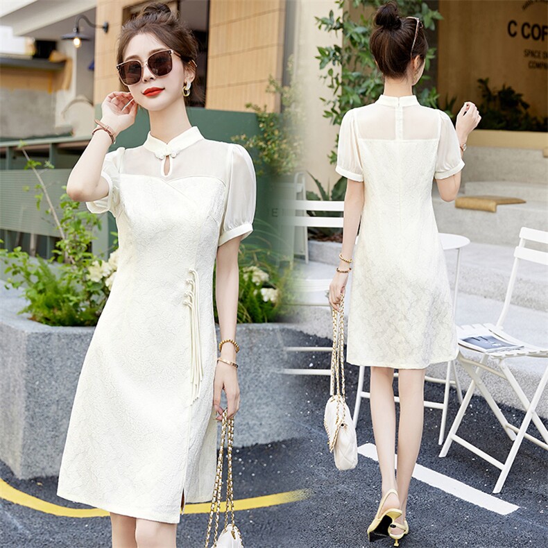 改良旗袍新中式连衣裙女夏季2025年新款小个子高端精致性感裙子潮，女装连衣裙，魅影