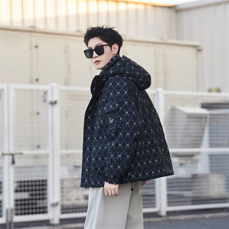 6681-M-3XL-P215-标50绒社会小伙男士潮牌休闲连帽工装羽绒服,男装羽绒服,电商B255