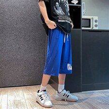 QK72262-P25冰丝七分裤男大码速干短裤男五分裤港风，男装休闲裤，电商A040