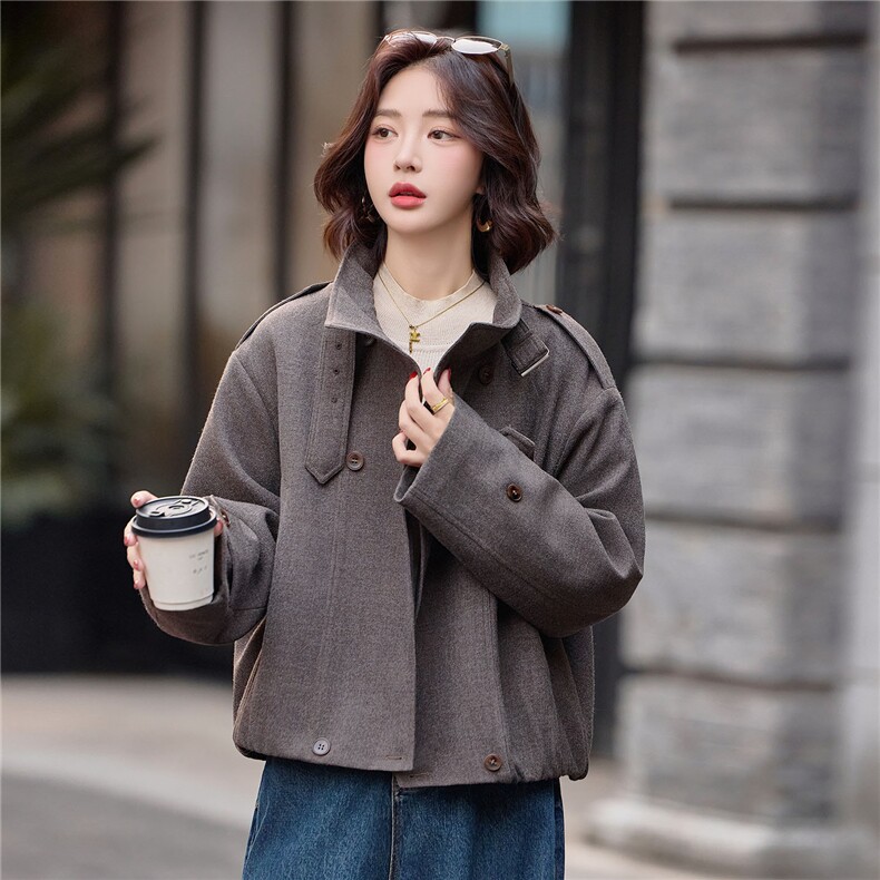 夹棉加厚复古大衣女宽松显瘦百搭年轻2025秋冬款时尚保暖外套,女装棉衣/棉服,靓衣阁