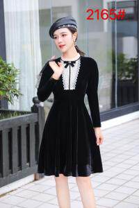 秋季新款：手感丝绒连衣裙，女装连衣裙，罗兰春天