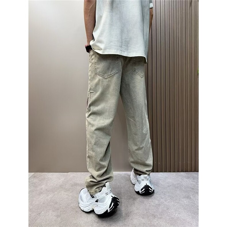 高街美式复古水洗涂鸦泼墨破洞牛仔裤男宽松直筒裤N1078-P53,男装牛仔裤,星座208-5