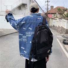 牛仔夹克男潮牌日系卡通印花秋季新款上衣潮牌宽松ins潮工装外套，男装工装外套，星座1210-1