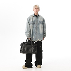 潮牌牛仔服外套男翻领破洞宽松上衣青年春新款休闲夹克JK1175-P70，男装夹克，星座1103-3