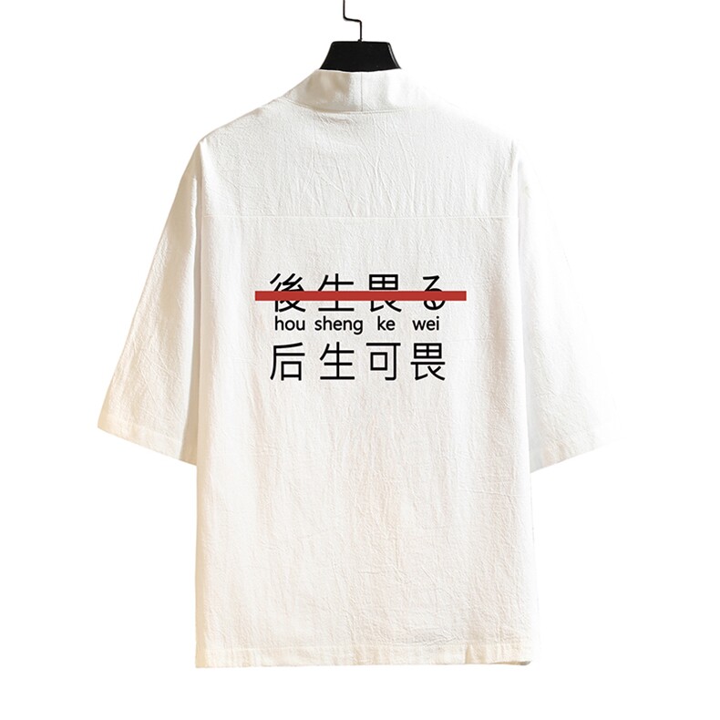 HF59028-P40风汉服男开衫外套七分袖道袍砖墙挂拍,男装民族服装,电商A040A