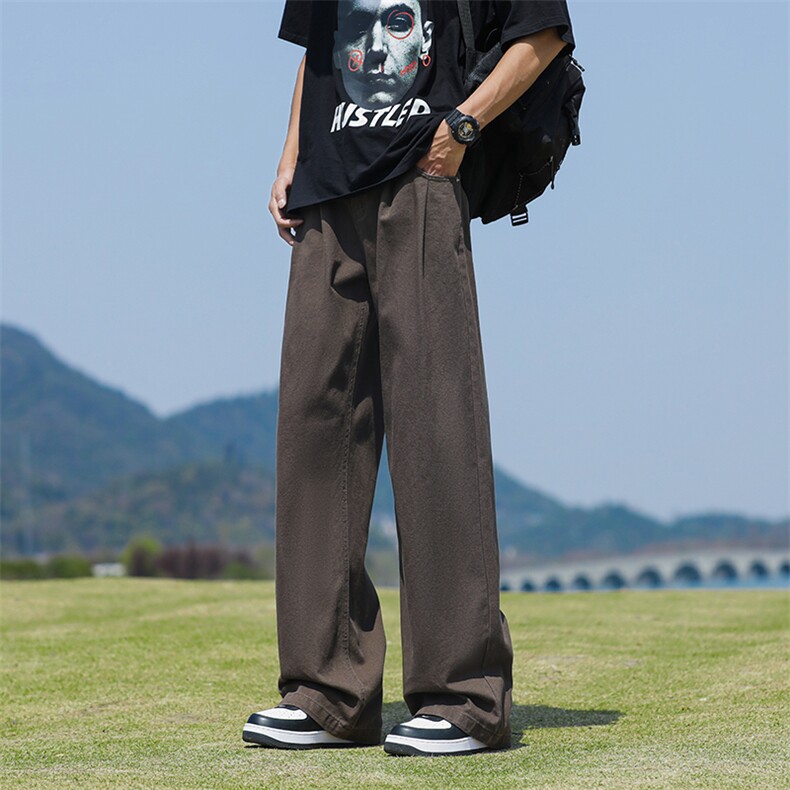 日系复古宽松直筒工装裤夏季简约户外垂感休闲裤现货K7913-P46,男装休闲裤,星座512-3