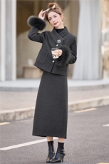 现货小香风羽绒服套装女高级感2025新款千金套装裙两件套冬季，女装套装/套裙，韩宇舍