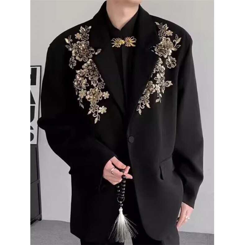 秋季新款重工立体亮片绣花西装长袖宽松气质西服外套XZ33,男装西服套装,星座1116A（原606A-3）