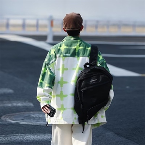 撞色工装夹克男高街港风痞帅春秋潮牌宽松牛仔外套WT2197 p70图片