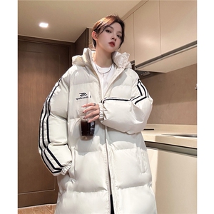 中性 过膝棉衣 织带三条杠长款加厚情侣羽棉服 外套男 G1076 P168图片